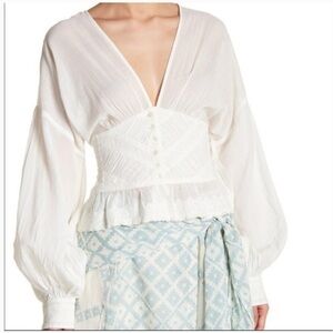 Free People "True Color" cotton lace top blouse